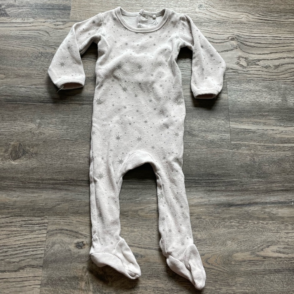 Pouf Baby Light Grey/Grey Cotton Footie Sleeper, size 9-12 Months